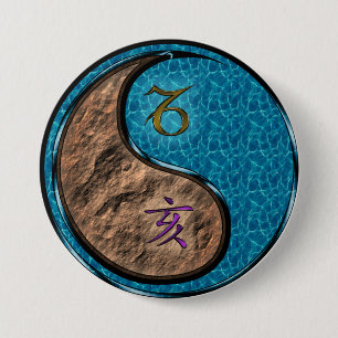 Capricorn & Water Boar 3 Inch Round Button