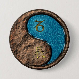 Capricorn & Water Dragon 3 Inch Round Button