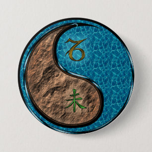 Capricorn & Water Goat 3 Inch Round Button