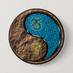 Capricorn & Water Monkey 3 Inch Round Button