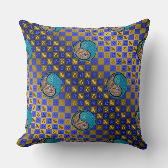 Capricorn & Water Ox Throw Pillow (Front)