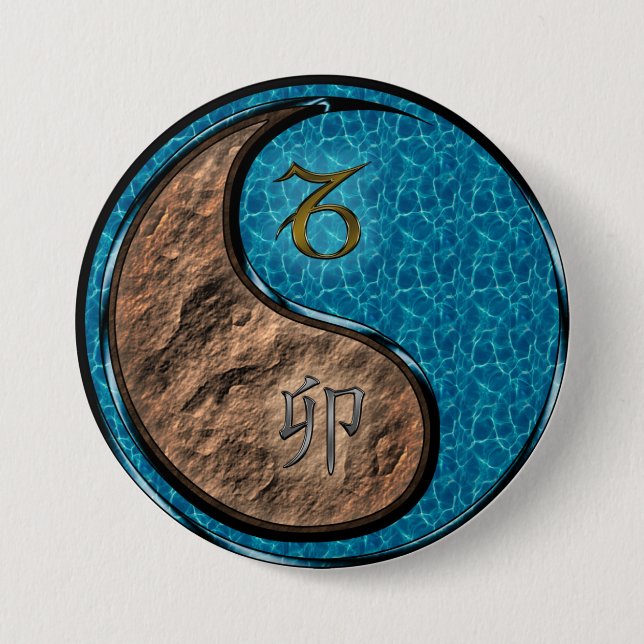 Capricorn & Water Rabbit 3 Inch Round Button (Front)