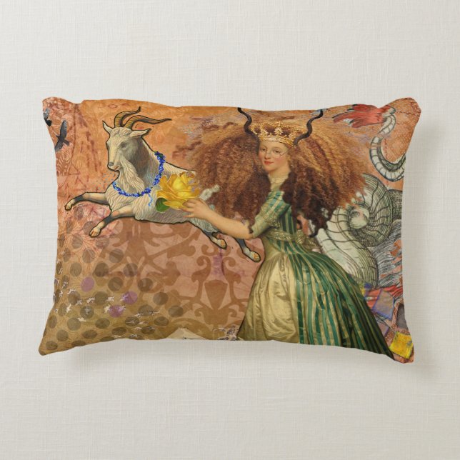 Capricorn Woman Goat Whimsical Fun Accent Pillow (Back)
