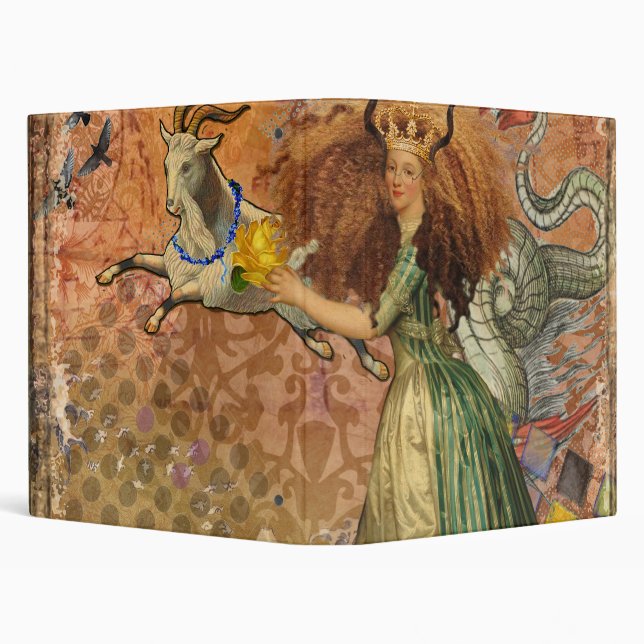 Capricorn Woman Goat Whimsical Fun Binder (Background)