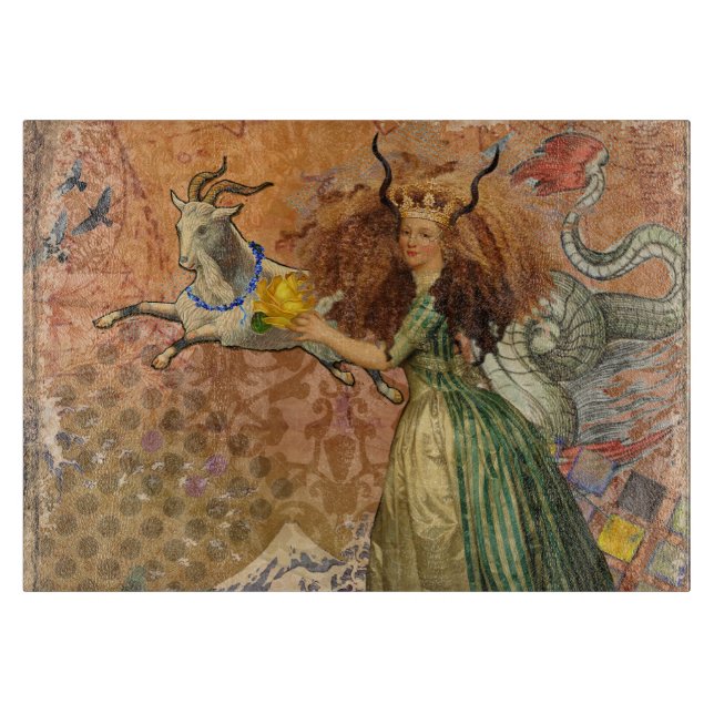 Capricorn Woman Goat Whimsical Fun Cutting Board (Front)