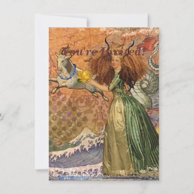 Capricorn Woman Goat Whimsical Fun Invitation (Front)