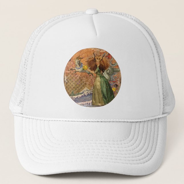 Capricorn Woman Goat Whimsical Fun Trucker Hat (Front)