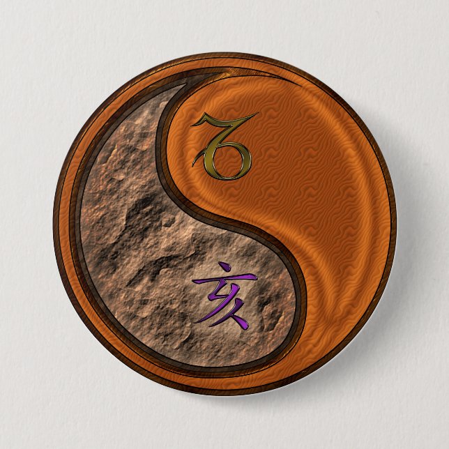 Capricorn & Wood Boar 3 Inch Round Button (Front)