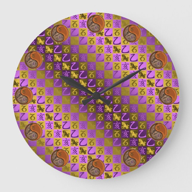 Capricorn & Wood Boar Large Clock (Front)