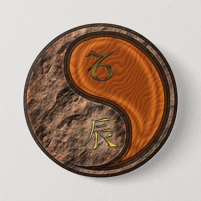 Capricorn & Wood Dragon 3 Inch Round Button (Front)