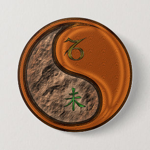 Capricorn & Wood Goat 3 Inch Round Button