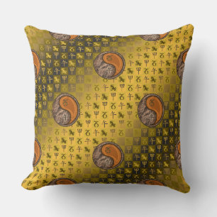 Capricorn & Wood Horse Throw Pillow