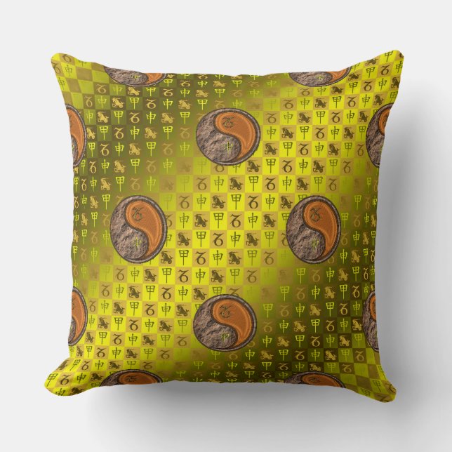 Capricorn & Wood Monkey Throw Pillow (Front)