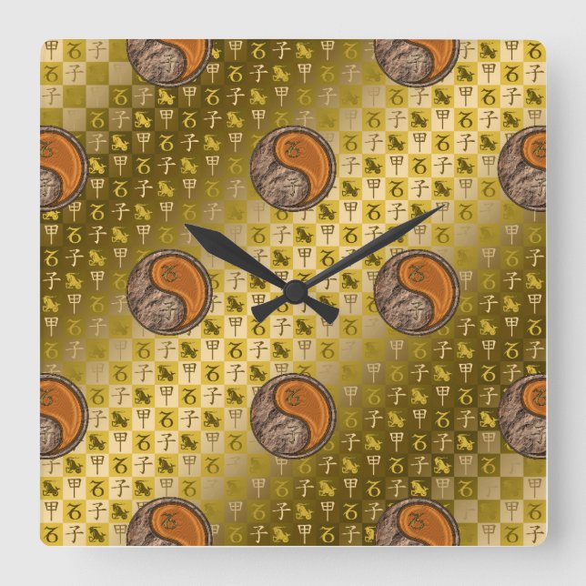 Capricorn & Wood Rat Square Wall Clock (Front)