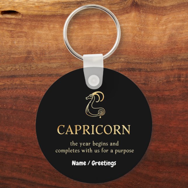Capricorn Year Begins & Ends With Us Customizable Keychain (Front)