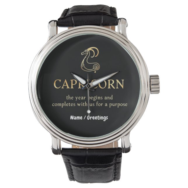 Capricorn Year Begins & Ends With Us Customizable Watch (Front)