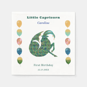 Capricorn Zodiac 1st Birthday Balloons Artistic Napkin