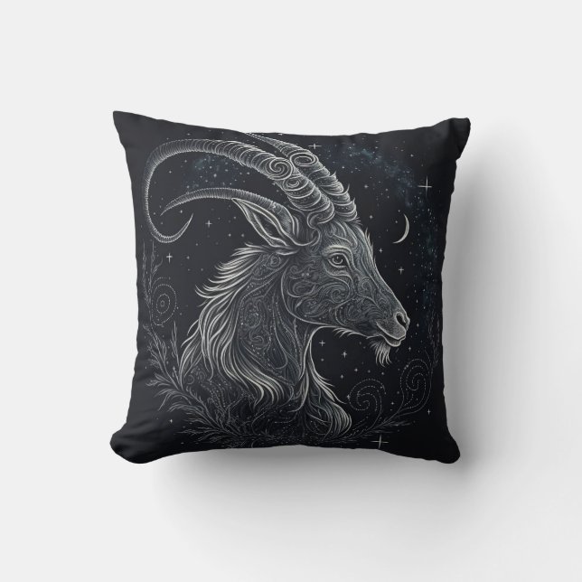 Capricorn Zodiac Astrological Throw Pillow (Front)
