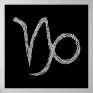 Capricorn. Zodiac Astrology Sign. Black. Poster