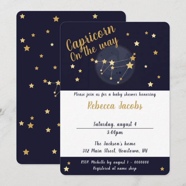 Capricorn zodiac Baby Shower Invitation (Front/Back)