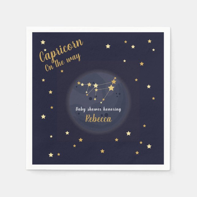 Capricorn zodiac baby shower napkin (Front)