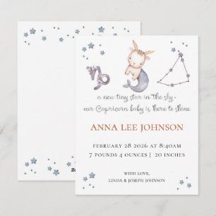 Capricorn Zodiac Birth Announcement