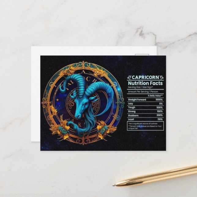 Capricorn Zodiac Carte postale Anniversaire (Devant/Arrière en situation)