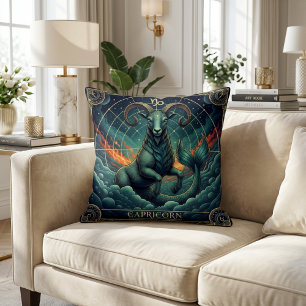 Capricorn Zodiac Celestial Throw Pillow
