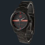 Capricorn Zodiac Cool Red Fire Light Line Name Watch<br><div class="desc">A cool and stunning zodiac sign design featuring a red light line on black background with the Capricorn zodiac sign on it.
Easily customize this watch to your name!
- designed with ❤ by Zaubershirts -</div>