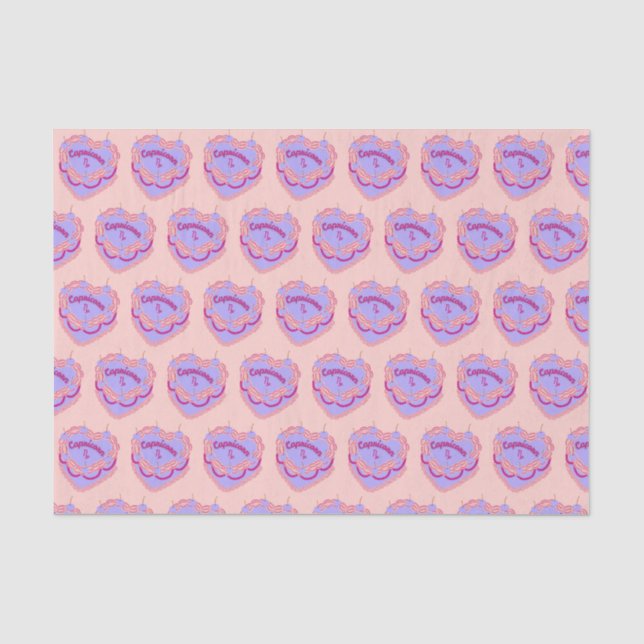 Capricorn Zodiac Coquette Heart Birthday Cake Tissue Paper (Front)