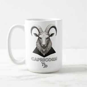 Capricorn Zodiac Goat Classical Black White Astrol Coffee Mug