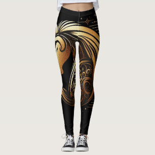 Capricorn Zodiac Gold Horse Astrology Leggings