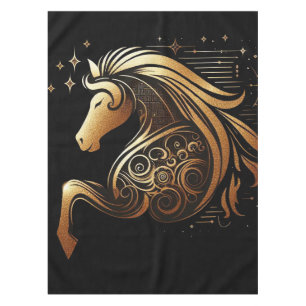 Capricorn Zodiac Gold Horse Astrology Tablecloth