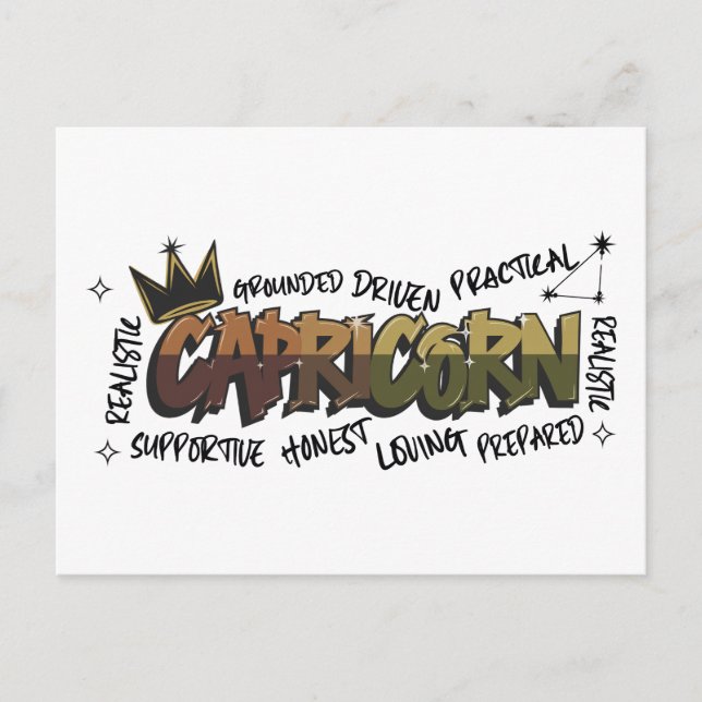 Capricorn Zodiac Graffiti  Postcard (Front)