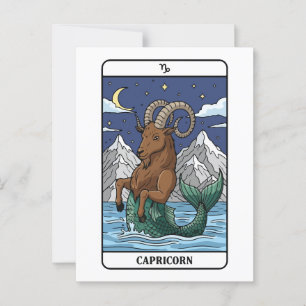 Capricorn Zodiac Illustration Tarot Style Postcard