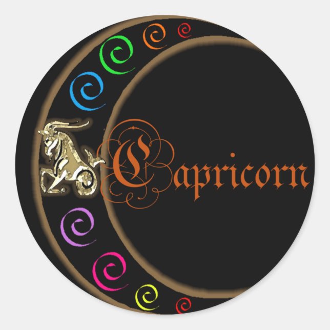 Capricorn Zodiac Moon Classic Round Sticker (Front)