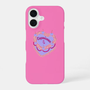 Capricorn Zodiac Pastel Heart Birthday Cake iPhone 16 Case