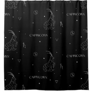 Capricorn Zodiac Pattern in Black and White