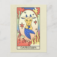 Capricorn Zodiac Sign Abstract Art Vintage