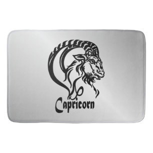 Capricorn Zodiac Sign and Symbol Silver Bath Mat