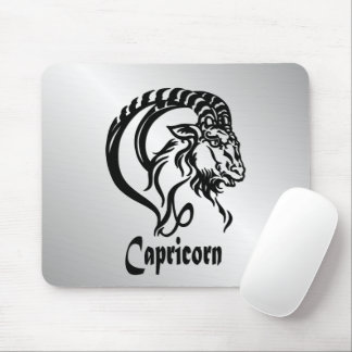 Capricorn Zodiac Sign and Symbol Silver Mouse Pad