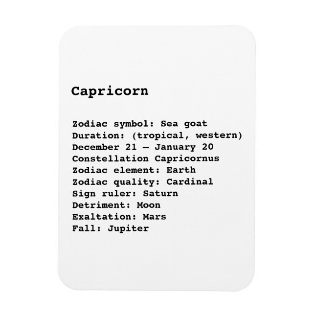 Capricorn Zodiac Sign Astrology birthday Magnet (Vertical)