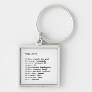 Capricorn Zodiac Sign Astrology black white Keychain