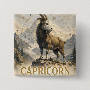 Capricorn Zodiac Sign Birthday Astrology Gift 2 Inch Square Button