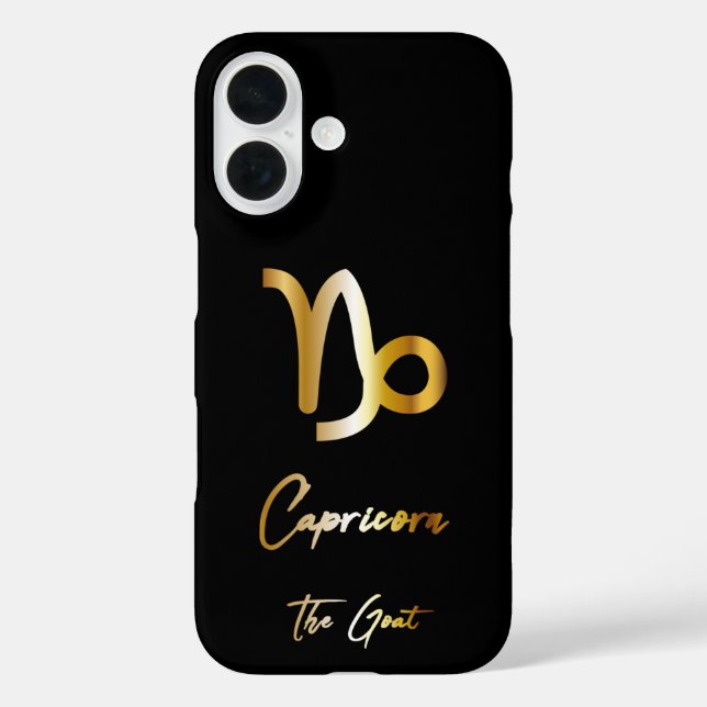Capricorn Zodiac Sign, Black & Gold  Case-Mate iPhone Case (Back)