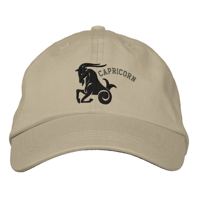 Capricorn Zodiac Sign Embroidery Dec 22 - Jan 19 Embroidered Hat (Front)