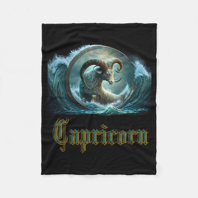Capricorn Zodiac Sign Fleece Blanket (Front)