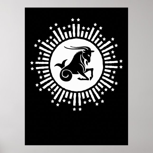 Capricorn Zodiac Sign Goat Cosmic Starburst Design (Front)