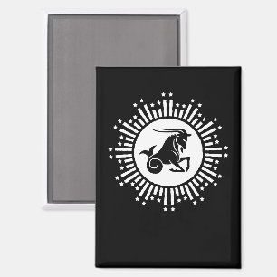 Capricorn Zodiac Sign Goat Cosmic Starburst Design Magnet