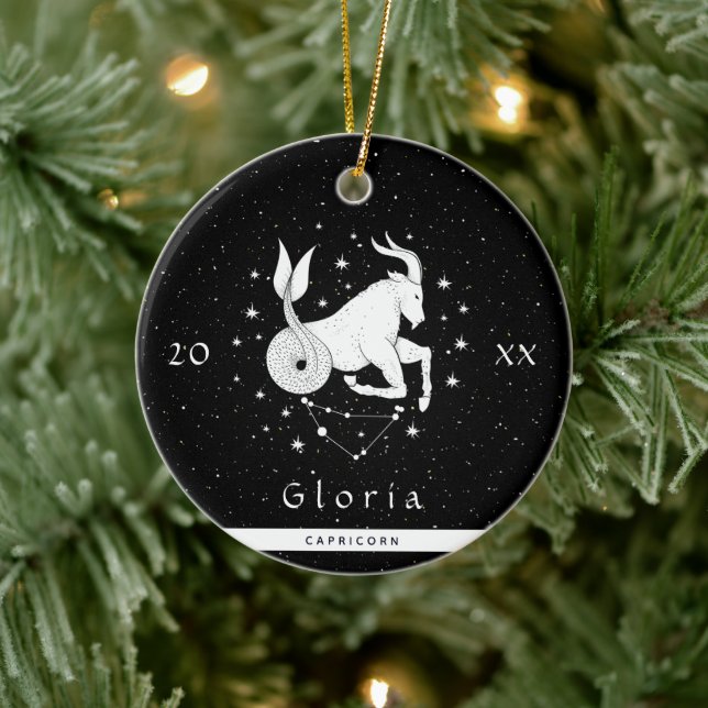 Capricorn Zodiac Sign Horoscope Symbol Name Year Ceramic Ornament (Tree)